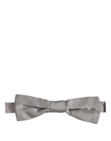 Men Gray 100% Silk Adjustable Neck Papillon Bow Tie