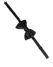 Men Black 100% Silk Adjustable Neck Papillon Bow Tie