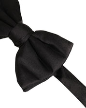 Men Black 100% Silk Adjustable Neck Papillon Bow Tie