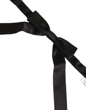 Men Black 100% SIlk Adjustable Neck Papillon Bow Tie