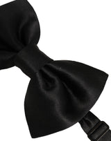 Men Black 100% Silk Adjustable Neck Papillon Bow Tie