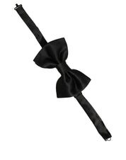 Men Black 100% Silk Adjustable Neck Papillon Bow Tie