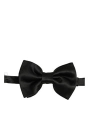 Men Black 100% Silk Adjustable Neck Papillon Bow Tie
