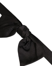 Men Black 100% SIlk Adjustable Neck Papillon Bow Tie