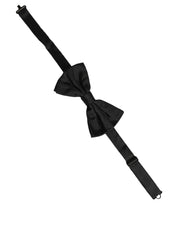 Men Black 100% Silk Adjustable Neck Papillon Bow Tie