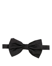 Men Black 100% Silk Adjustable Neck Papillon Bow Tie