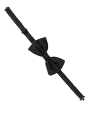 Men Black 100% Silk Adjustable Neck Papillon Bow Tie