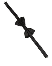 Men Black 100% Silk Adjustable Neck Papillon Bow Tie