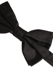 Men Black 100% Silk Adjustable Neck Papillon Bow Tie