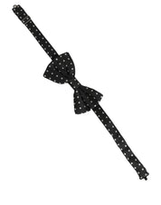 Black White Polka Dot Adjustable Neck Papillon Bow Tie
