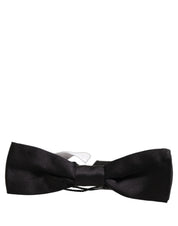 Men Black 100% Silk Adjustable Neck Papillon Bow Tie