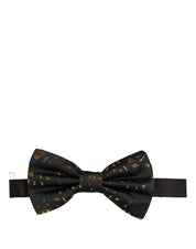 Black Gold Speckle Pattern Adjustable Neck Papillon Bow Tie
