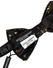Black Gold Speckle Pattern Adjustable Neck Papillon Bow Tie