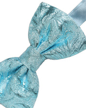 Light Blue Floral Brocade Adjustable Neck Papillon Bow Tie
