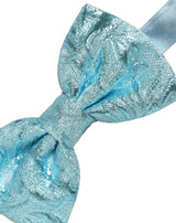 Light Blue Floral Brocade Adjustable Neck Papillon Bow Tie