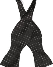 Black White Polka Dot Adjustable Neck Papillon Bow Tie