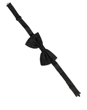 Men Black Silk Brocade Adjustable Neck Papillon Bow Tie