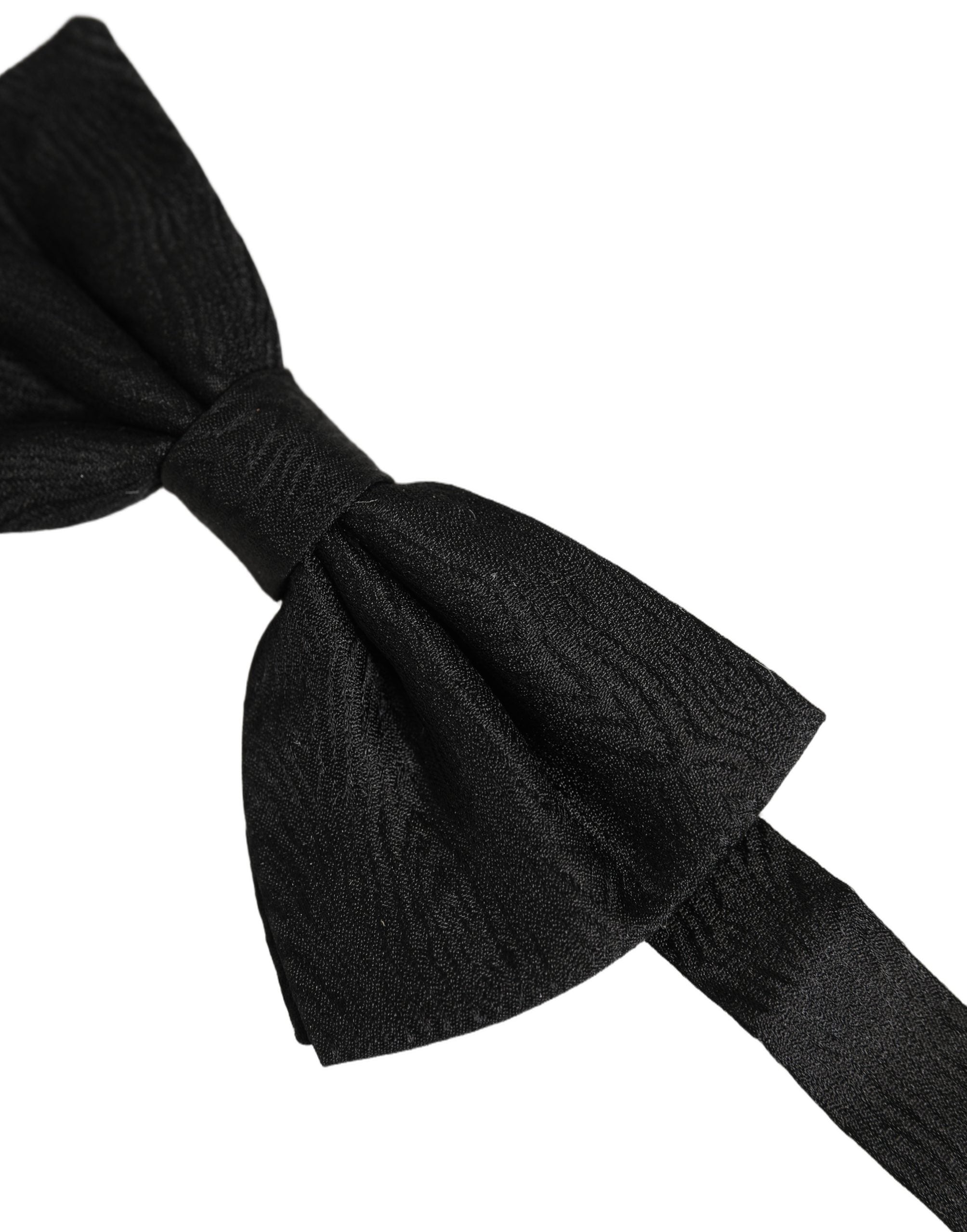 Men Black Silk Brocade Adjustable Neck Papillon Bow Tie