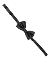 Men Black 100% Silk Adjustable Neck Papillon Bow Tie