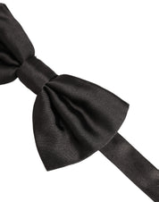Men Black 100% Silk Adjustable Neck Papillon Bow Tie