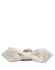Men White 100% Silk Adjustable Neck Papillon Bow Tie