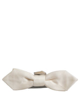 Men White 100% Silk Adjustable Neck Papillon Bow Tie