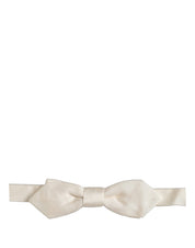 Men White 100% Silk Adjustable Neck Papillon Bow Tie