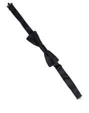 Men Black 100% Silk Adjustable Neck Papillon Bow Tie