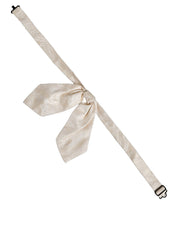 Men Ivory Paisley SIlk Adjustable Neck Papillon Bow Tie