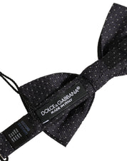 Black White Polka Dot Adjustable Neck Papillon Bow Tie