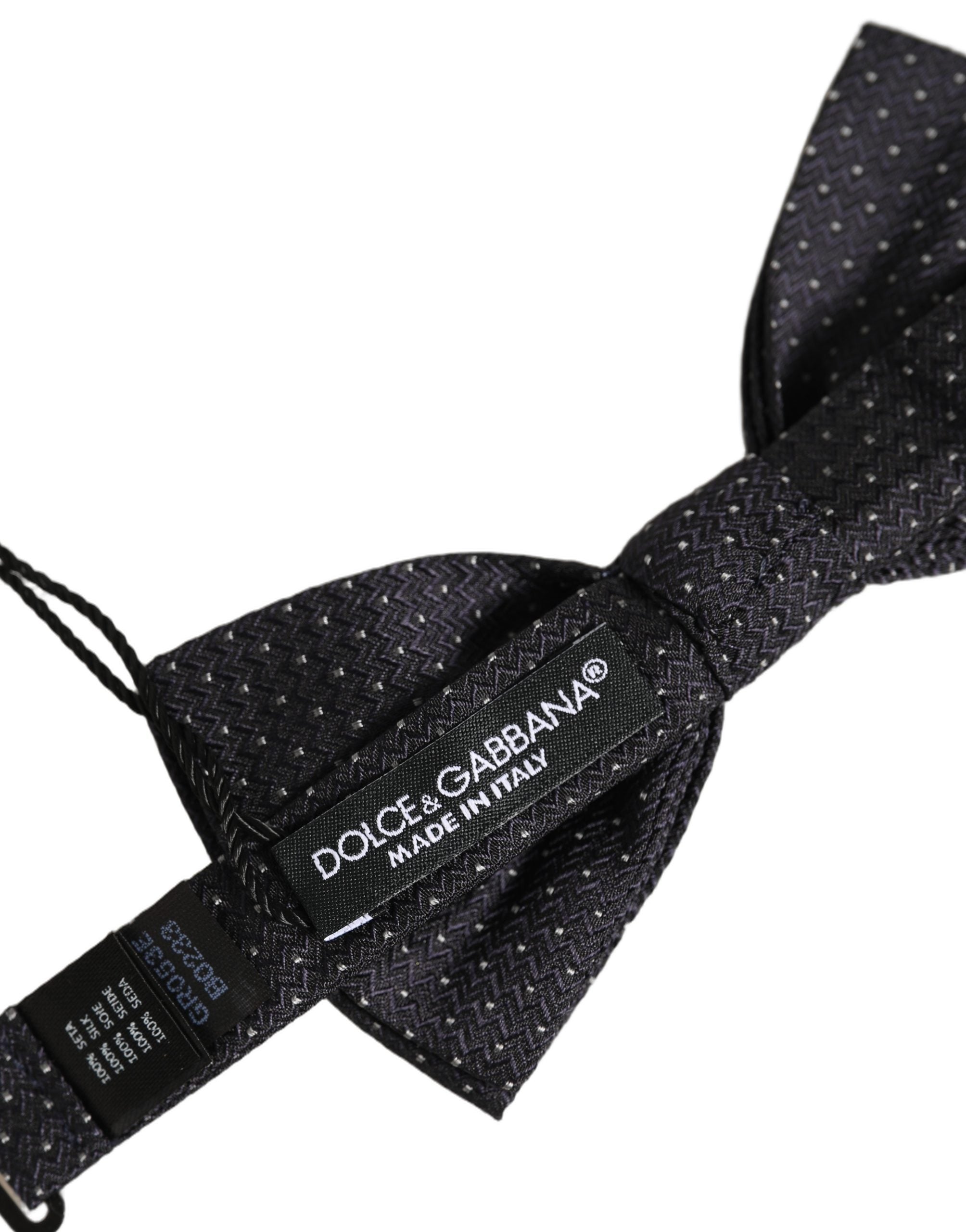 Black White Polka Dot Adjustable Neck Papillon Bow Tie
