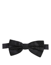 Black White Polka Dot Adjustable Neck Papillon Bow Tie