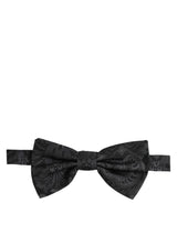 Men Black Paisley SIlk Adjustable Neck Papillon Bow Tie