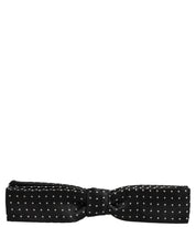 Black White Polka Dot Adjustable Neck Papillon Bow Tie