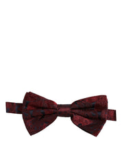 Men Maroon Paisley SIlk Adjustable Neck Papillon Bow Tie