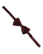 Men Maroon Paisley SIlk Adjustable Neck Papillon Bow Tie