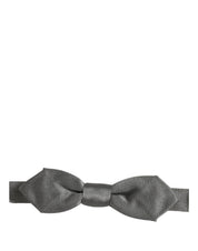 Men Gray 100% Silk Adjustable Neck Papillon Bow Tie
