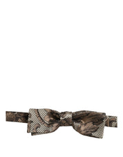 Men Brown Beige Floral Adjustable Neck Papillon Bow Tie
