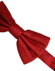Men Red 100% Silk Adjustable Neck Papillon Bow Tie