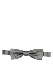 Men Gray 100% Silk Adjustable Neck Papillon Bow Tie
