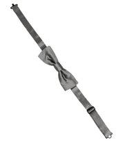 Men Gray 100% Silk Adjustable Neck Papillon Bow Tie