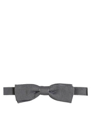 Black White Houndstooth Adjustable Neck Bow Tie