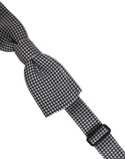 Black White Houndstooth Adjustable Neck Bow Tie