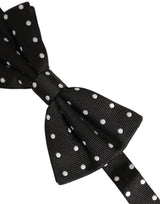Black White Polka Dot Adjustable Neck Papillon Bow Tie