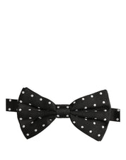 Black White Polka Dot Adjustable Neck Papillon Bow Tie
