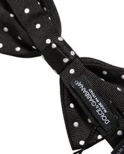 Black White Polka Dot Adjustable Neck Papillon Bow Tie