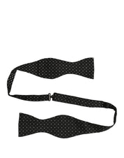 Black White Polka Dot Adjustable Neck Papillon Bow Tie
