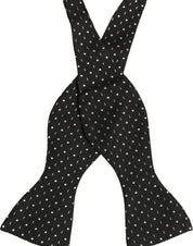 Black White Polka Dot Adjustable Neck Papillon Bow Tie