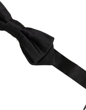 Men Black 100% Silk Adjustable Neck Papillon Bow Tie