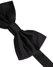 Men Black 100% Silk Adjustable Neck Papillon Bow Tie